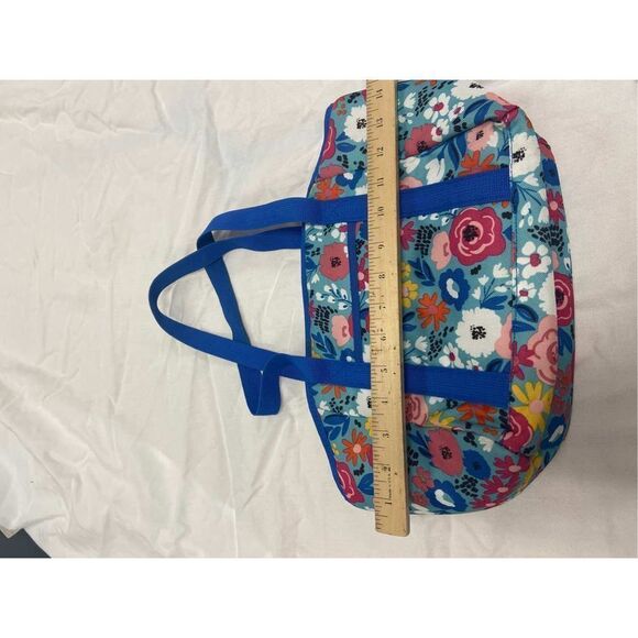 Blue flowers lunch tote 14x8” zipper insulated bag - Picture 3 of 7
